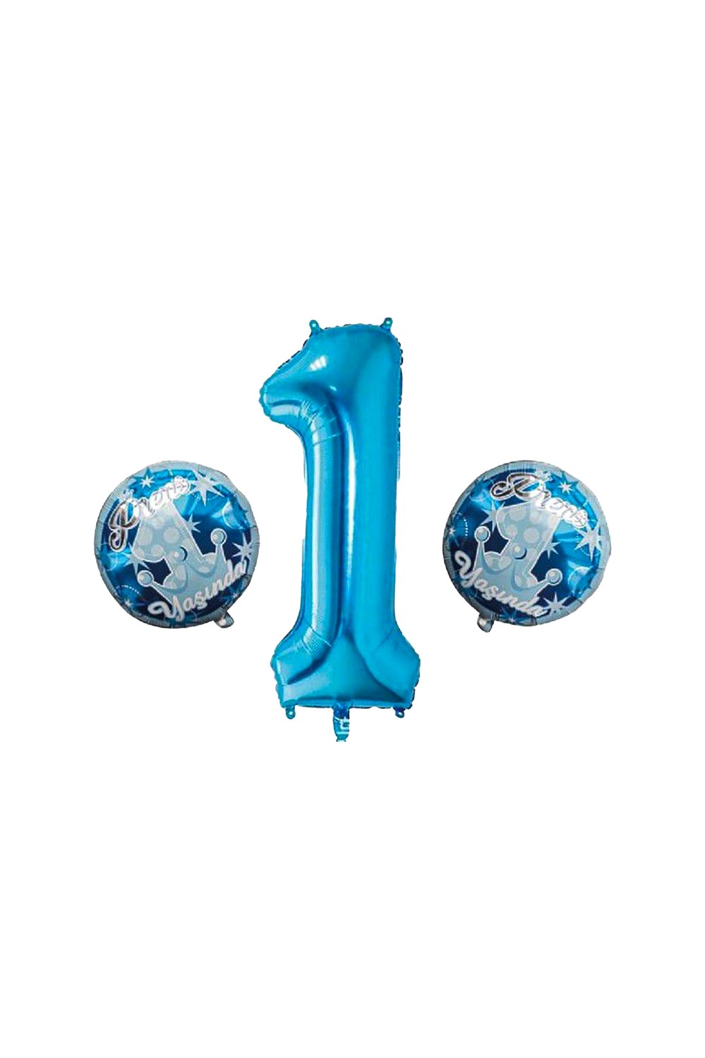 1 Yaş Erkek Folyo Balon Set Mavi 3lü