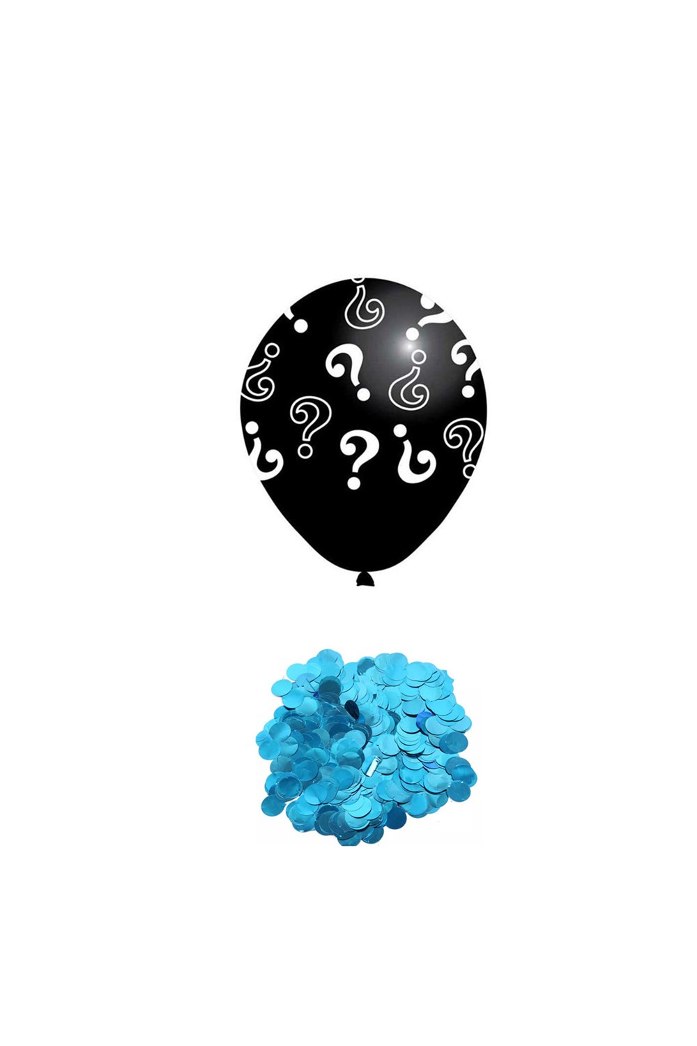 Soru İşareti Baskılı Cinsiyet Balonu Mavi Konfetili 45cm