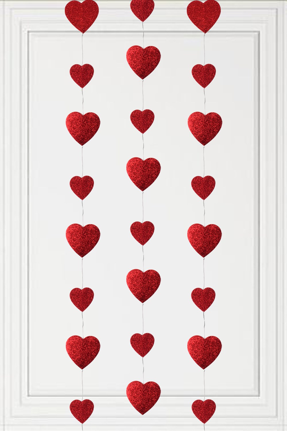 Simli Eva Kalp Askılı Süs Kırmızı 12*180cm