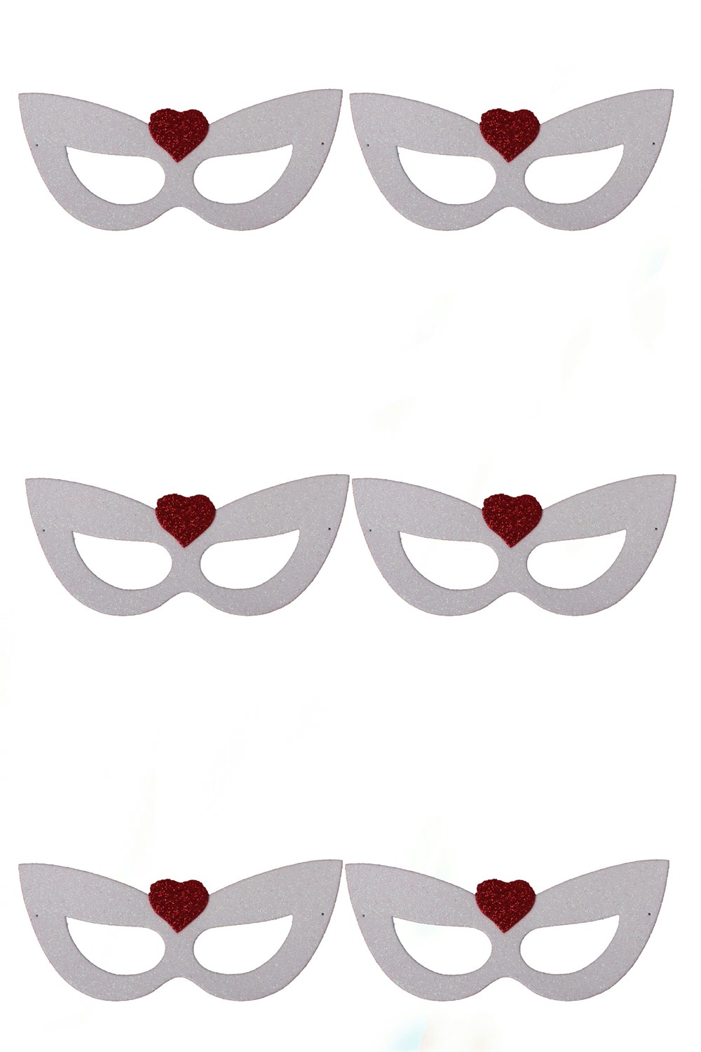 Simli Eva Kalpli Gözlük Beyaz Kırmızı 6 Adet